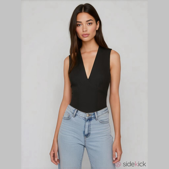 Abercrombie & Fitch Tops - Abercrombie & Fitch Black Crepe Plunge Bodysuit XXS